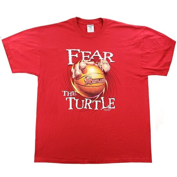 Maryland Terrapins Vintage T-Shirt Basketball Fear the Turtle Y2K 2002 2XL - Picture 1 of 11
